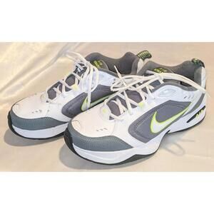 Nike Air Monarch IV White Gray Green Walking Workout Shoes Men's Size 9.5